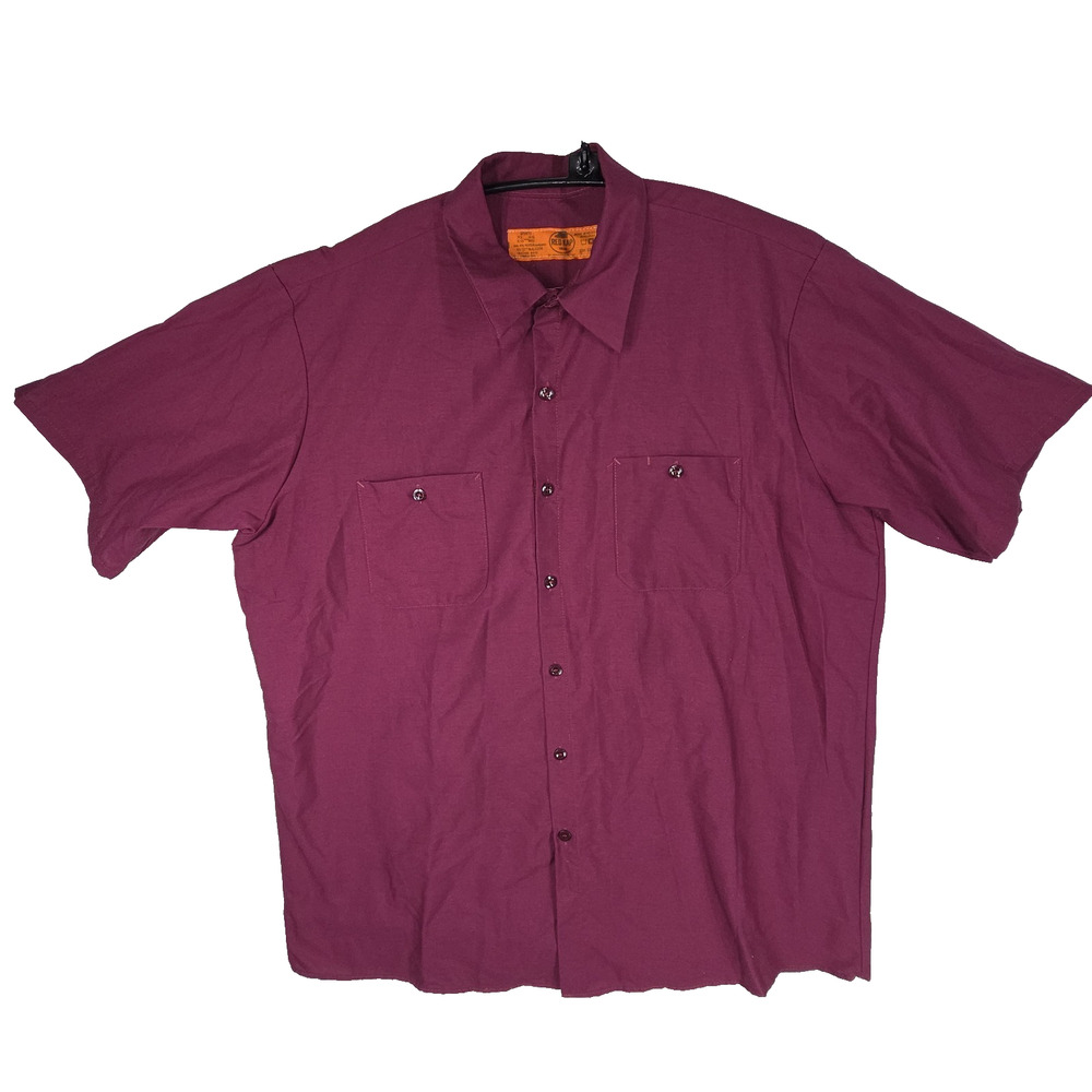Vtg Red Kap Work Shirt Mens XL Red Maroon Workwear Uniform Button Up Y2k Grunge